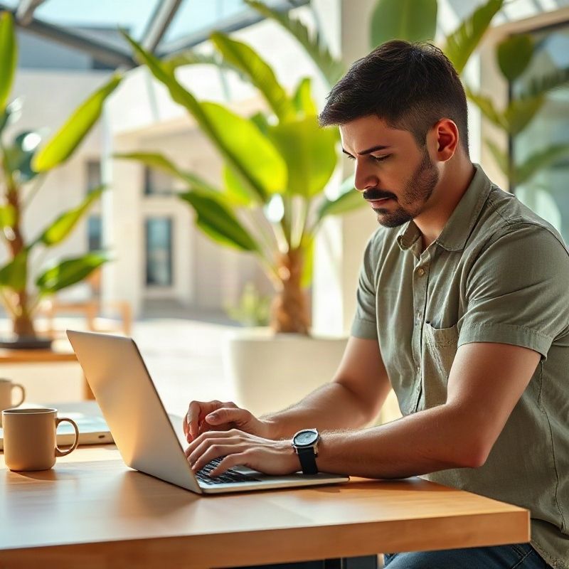 Técnico verificando configurações em notebook com cliente acompanhando